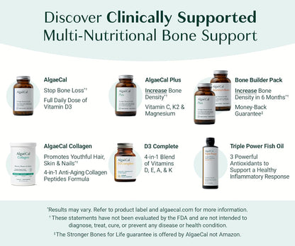 AlgaeCal Collagen – 4 Clinically Supported Peptides for Bone, Joint & Skin Health (30 Servings)