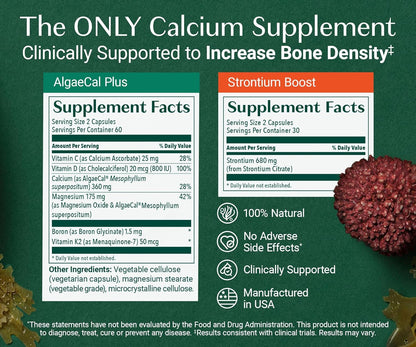 AlgaeCal Bone Builder Pack – Plant-Based Calcium & Strontium for Bone Strength and Density